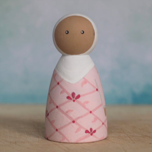 Muslim girl with a headscarf peg doll