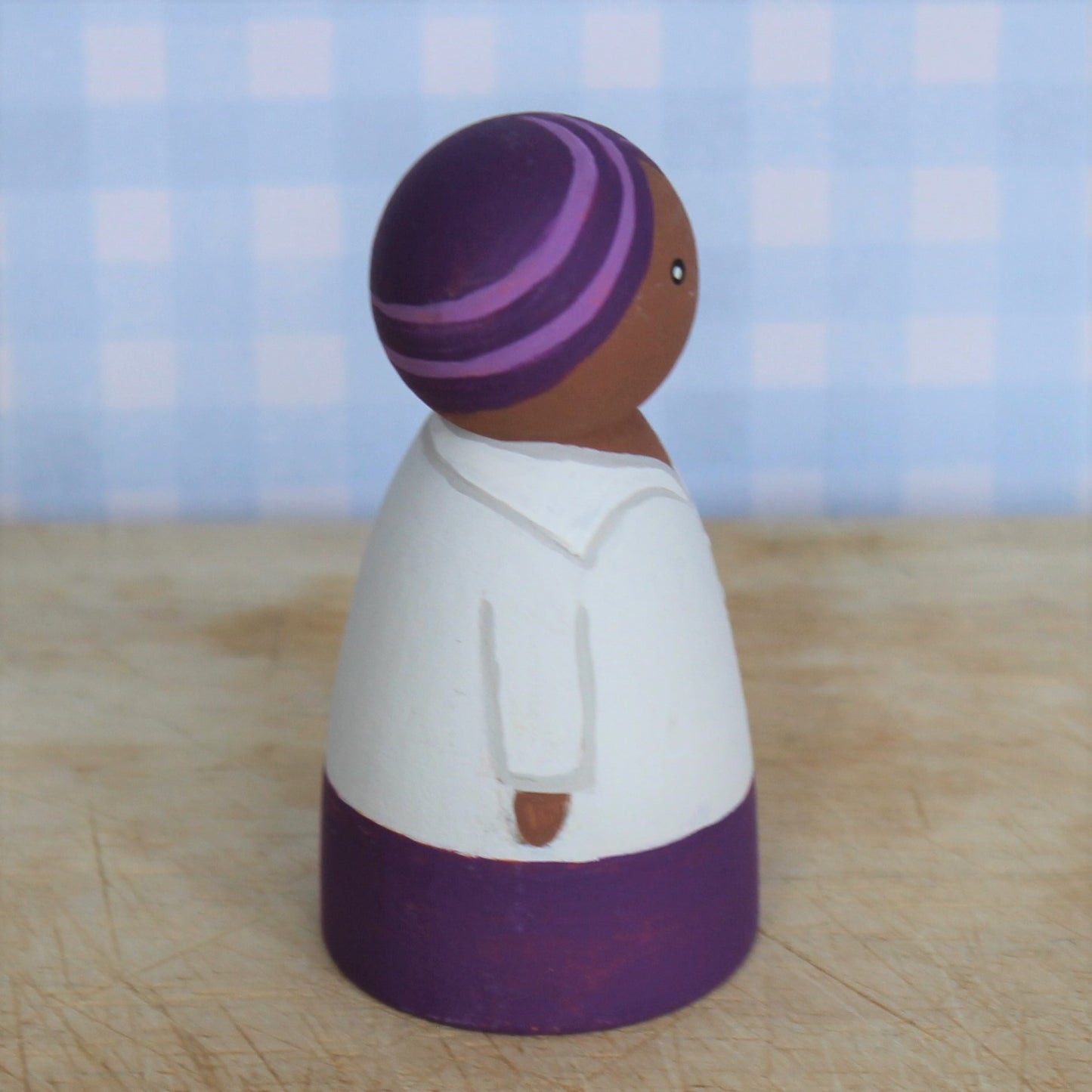 Sikh boy wearing a turban peg doll