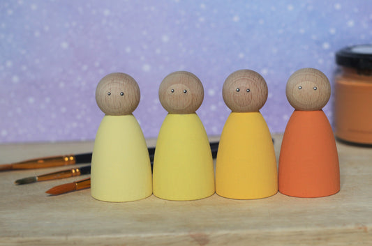 Yellow and orange set (4 peg dolls)